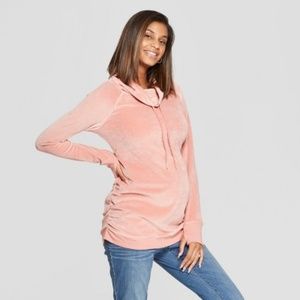 NWOT Maternity Velour Cowl Neck Sweatshirt S